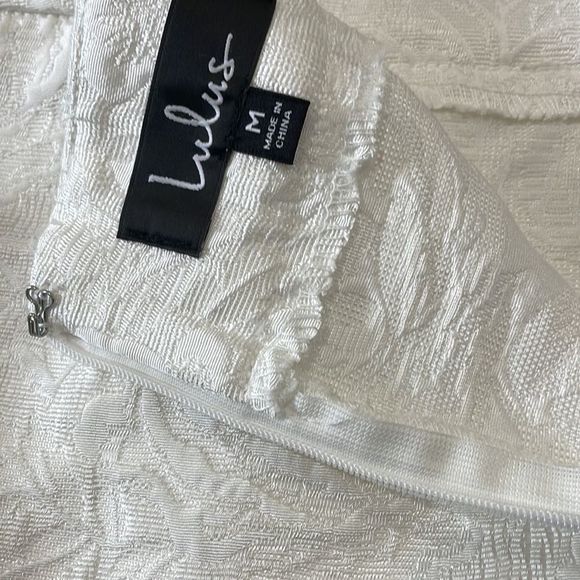 Lulus Proper Attire Ivory Floral Jacquard Faux Wrap Mini Skirt w/ Pockets! - Picture 9 of 13